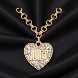 Juicy Couture Gold Heart Necklace with Crystals